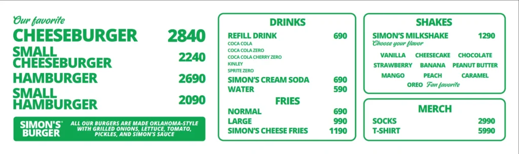 Simon's Burger Étlap