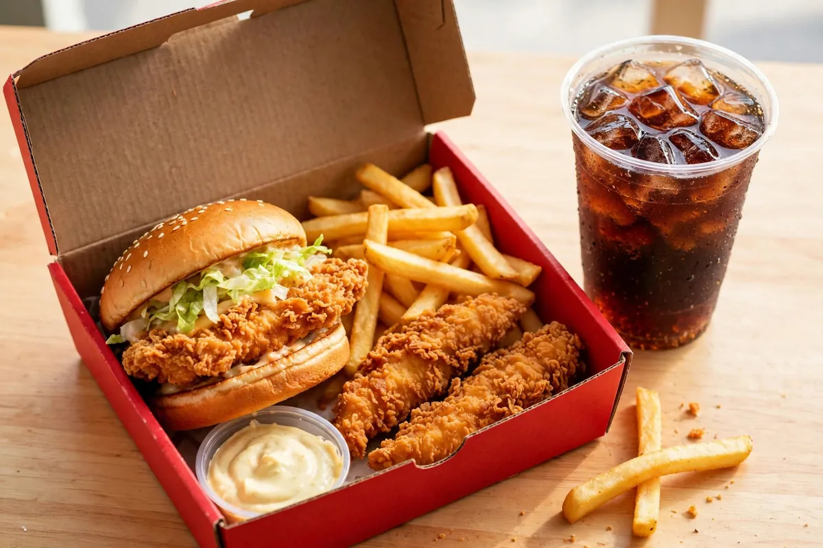 KFC boxy – box menu s burgerom a hranolkami