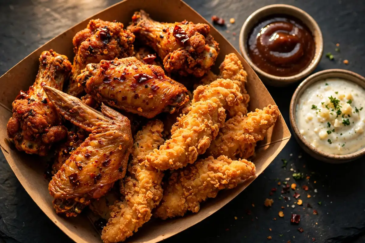 KFC kuracie kúsky – Hot Wings a Crispy Strips s dipmi